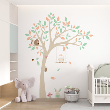 Adesivo de Parede Floral  Infantil com Árvore DOCE QUINTAL